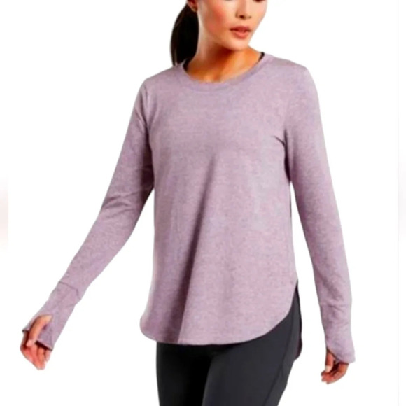 Athleta Women's Heathered Purple Uptempo Long Sleeve Top Thumb Holes Size Small - Picture 1 of 8